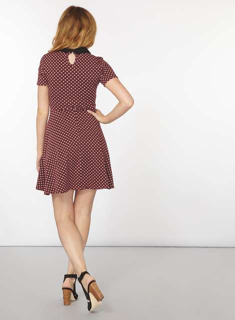 Berry Mini Geo Print Collar Dress